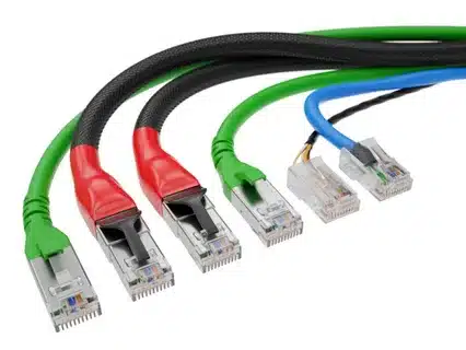 shielded Ethernet data cables with RJ45 connectors for fast networking