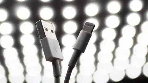 Apple Lightning cable with USB connector for charging and data transfer