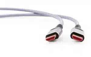 close-up of high quality HDMI cable with gold-plated connectors