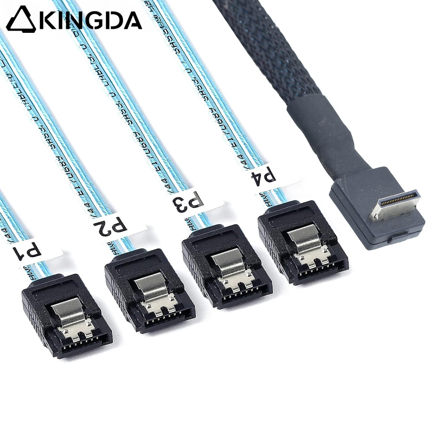 right angle PCIE Oculink SFF 8611 4I 42P TO 4X SATA 7P
