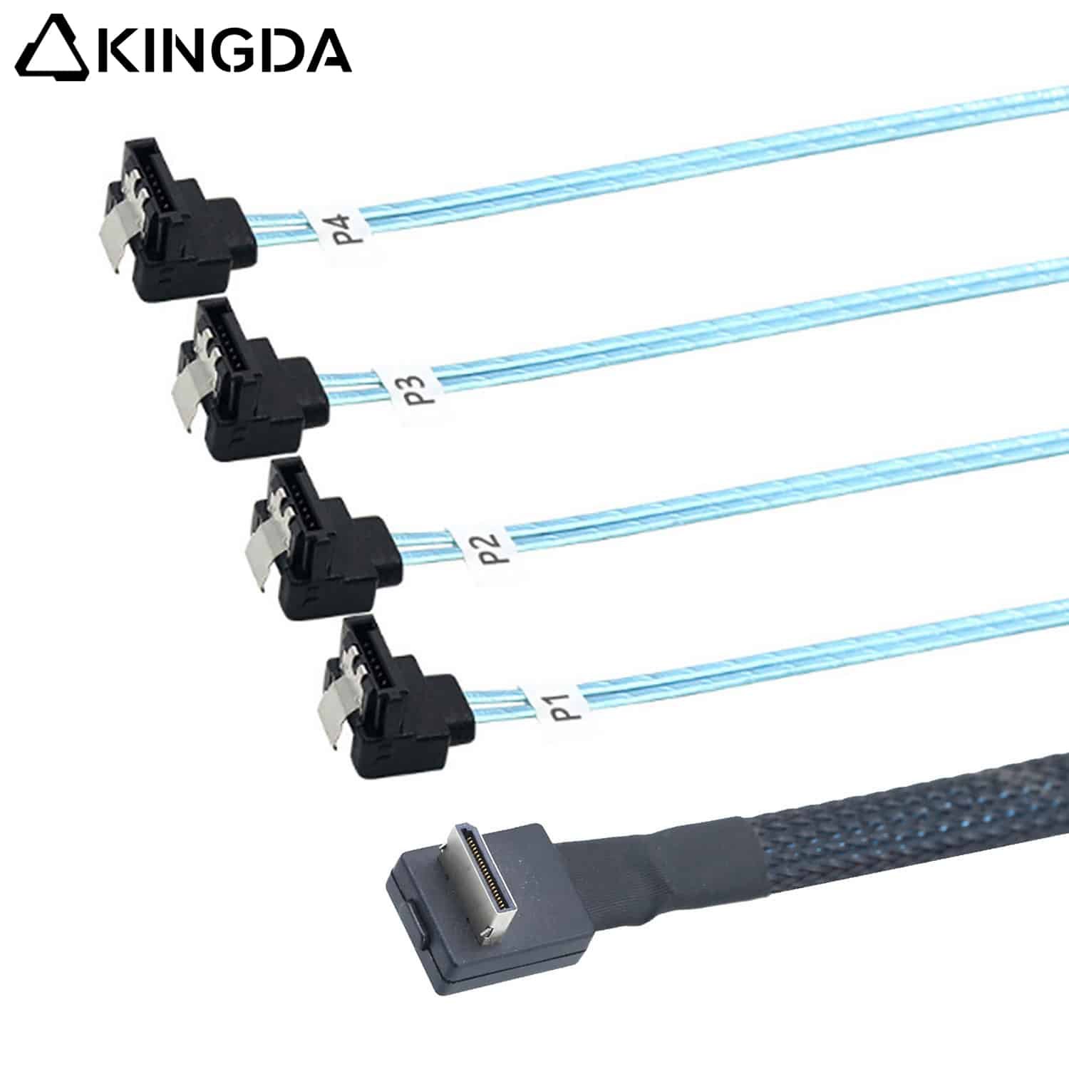 right angle PCIE Oculink SFF 8611 4I male to 4X 90 degree SATA 7P