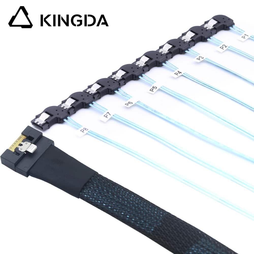 scoop-proof Slim SAS SFF 8654 8I to 8 left bend SATA 7P
