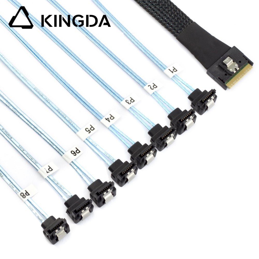 scoop-proof Slim SAS SFF 8654 8I to 8 right angle SATA 7P