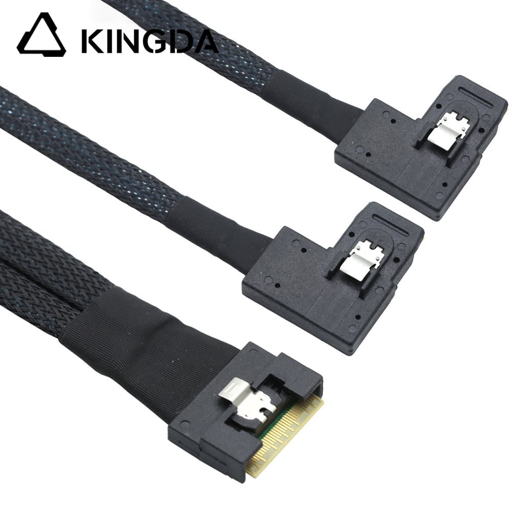scoop-proof Slim SAS SFF 8654 8I to dual left bend sff 8087