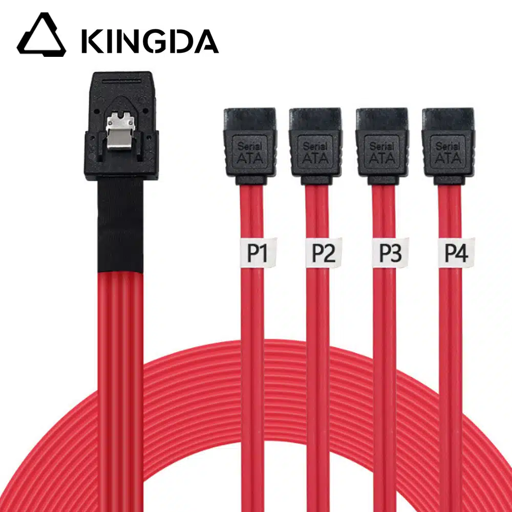 sff 8087 to sff 8087 cable with red mesh grounding