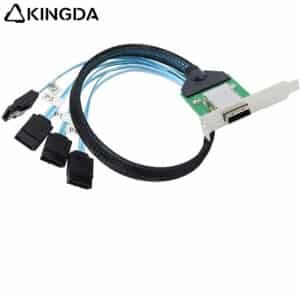 slim sas sff 8088 26p receptacle to 4 sata 7p with spring