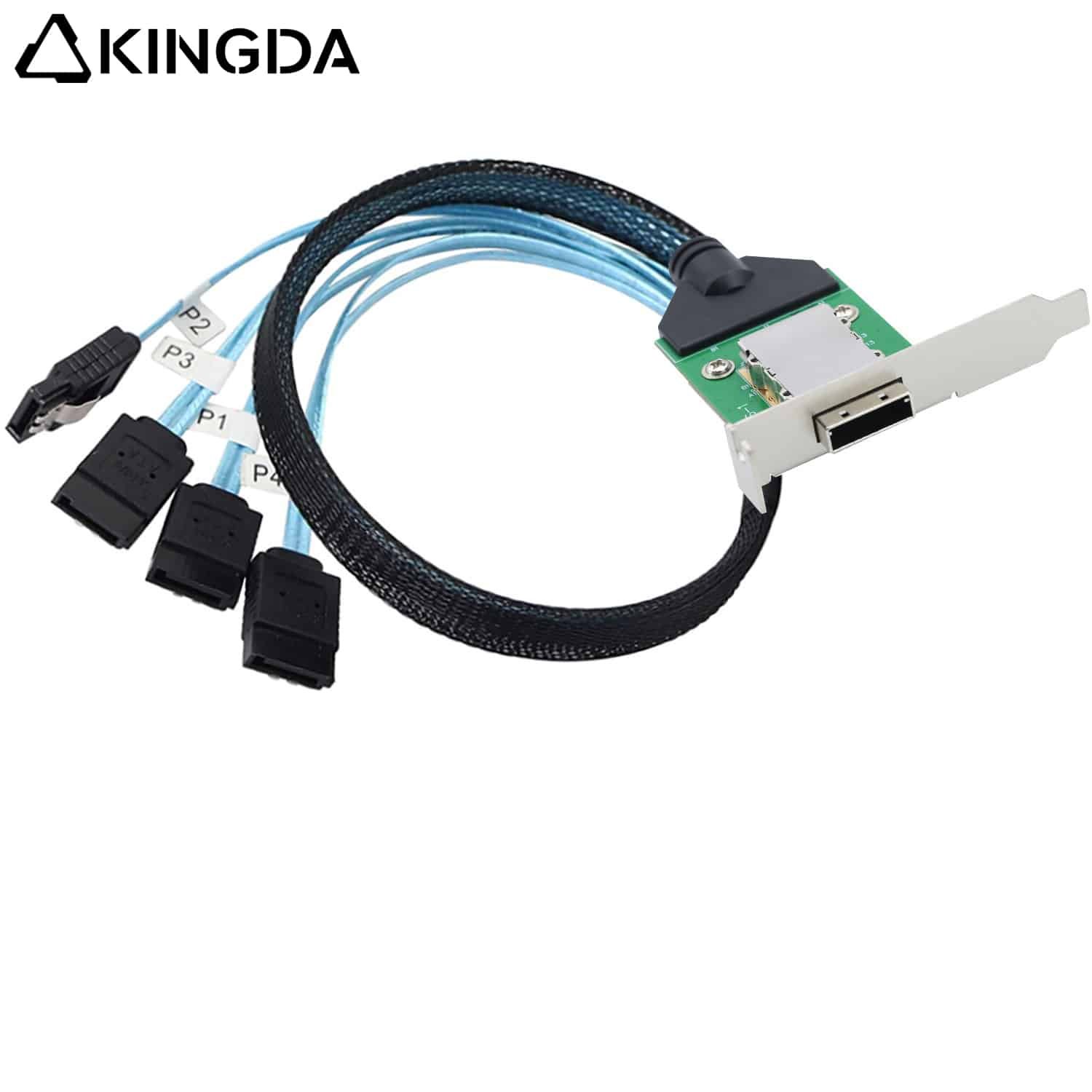 slim sas sff 8088 26p receptacle to 4 sata 7p with spring