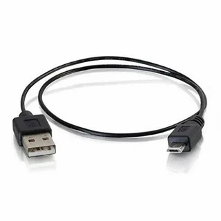 black USB cable with one end USB A and the other Micro USB connector