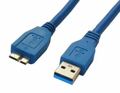 Blue USB 3 micro-B cable for fast data transfer