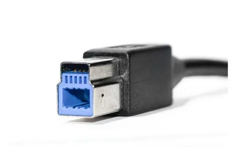 Close-up of USB 3 Type-B connector plug