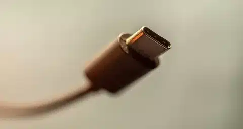 detailed close-up of USB-C charging cable head