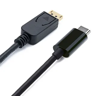 Close-up of USB-C to DisplayPort cable connectors