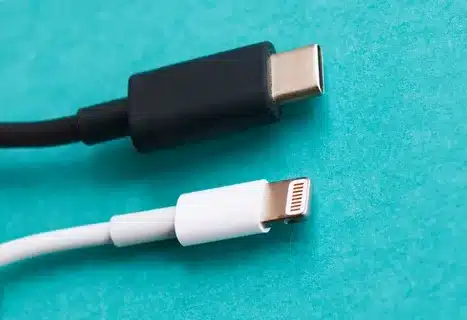 USB Type-C connector compared with Apple Lightning cable