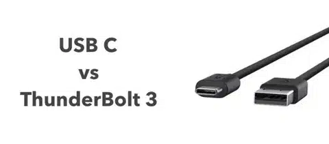 USB C vs Thunderbolt 3 cable side by side