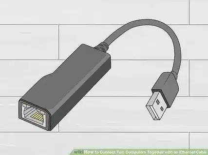 Drawing showing a USB to Ethernet adapter used for connecting devices