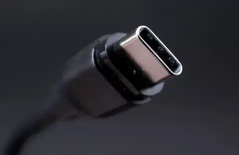 Black USB Type-C cable connector in detail