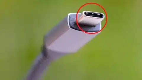 USB Type-C connector close-up with tip highlighted in red