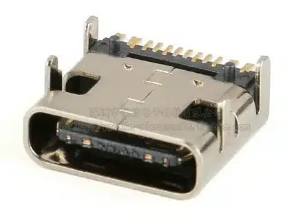 Close-up of USB Type-C receptacle showing pins and housing