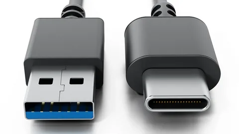USB Type-C to USB-A cable close-up showing connectors