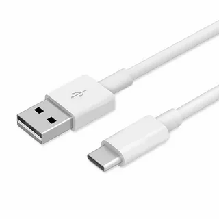White USB Type-C to USB-A cable for charging and data transfer