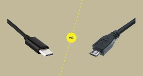 Side-by-side view of USB Type-C and Micro USB connectors