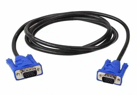 VGA cable transmitting analog video signal with lower resolution compared to HDMI.