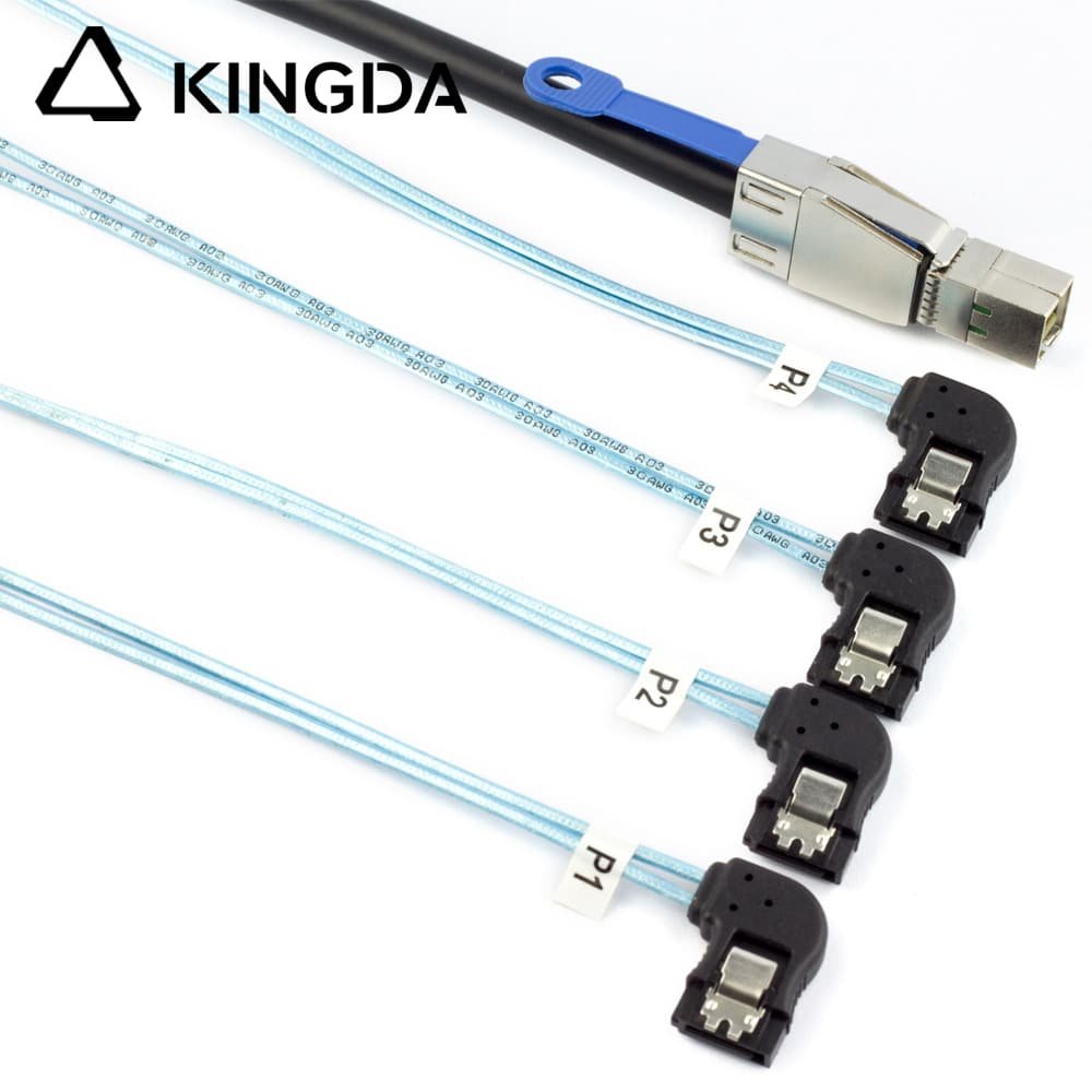 SFF 8644 male to 4X 90 degree SATA 7P female