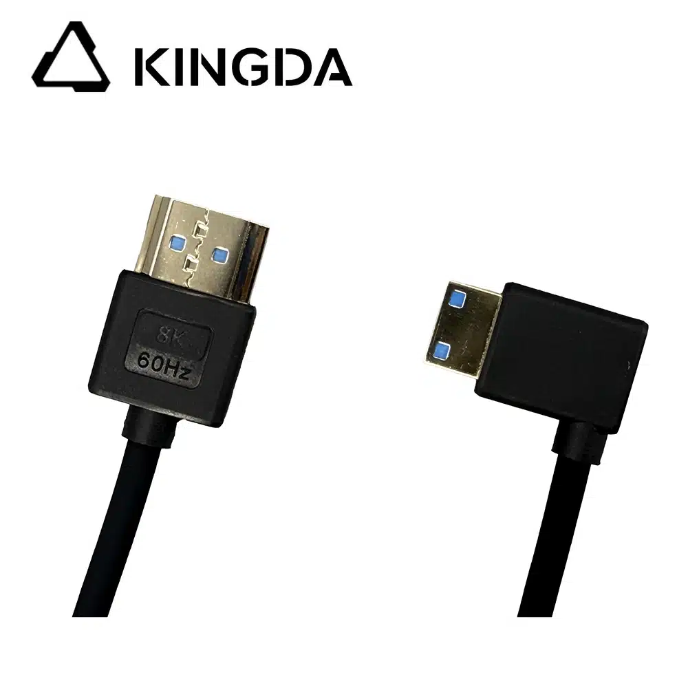 right angle silicone 8K mini HDMI to HDMI cable